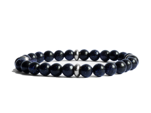 Blue Goldstone with Stainless Steel Spacer Bracelet