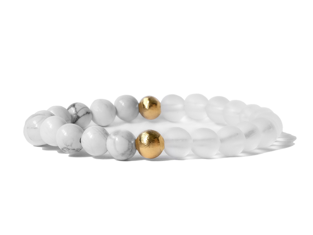 Citystate Beads Howlite Quartz Gold Charm Bracelet