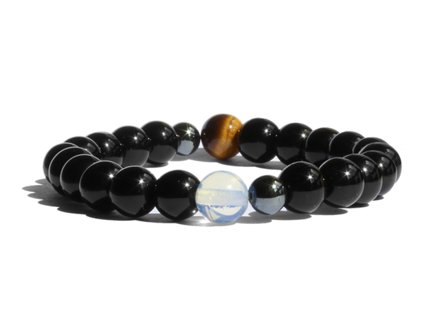 Citystate Beads Black Agate with Opalite and Tiger Eye