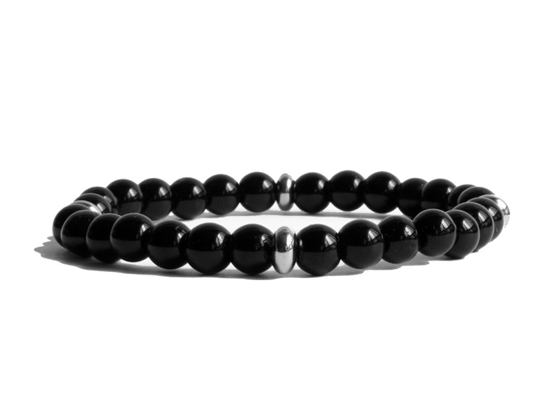 Citystate Beads Black Agate with Stainless Steel Spacer