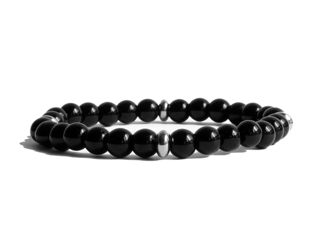 Citystate Beads Black Agate with Stainless Steel Spacer