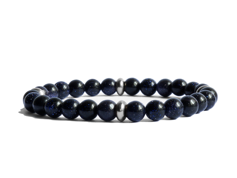 Blue Goldstone with Stainless Steel Spacer Bracelet