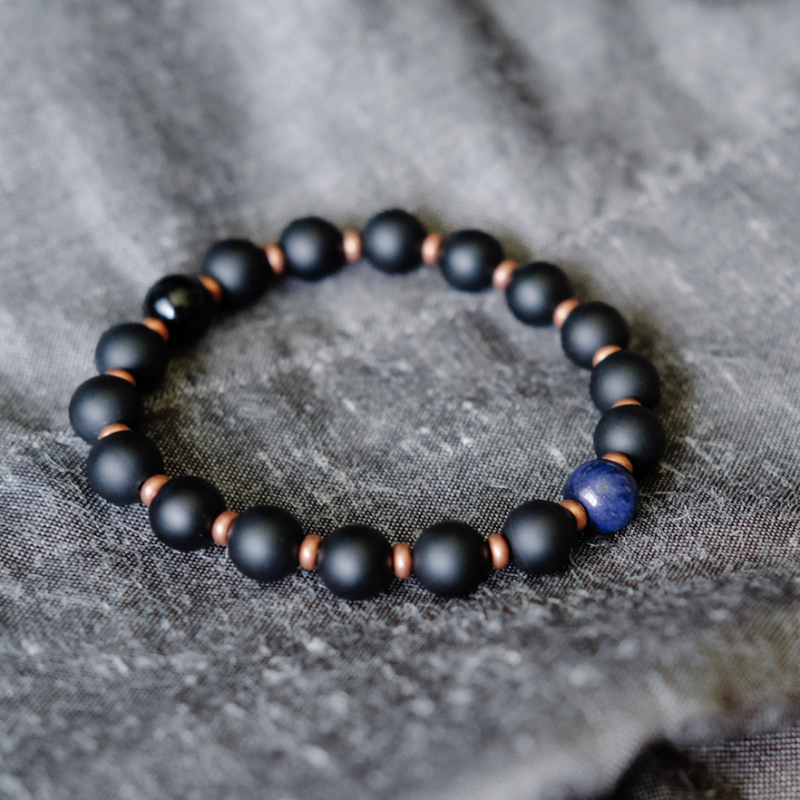 Citystate Beads Onyx Copper Spacers Lapis Lazuli Bracelet