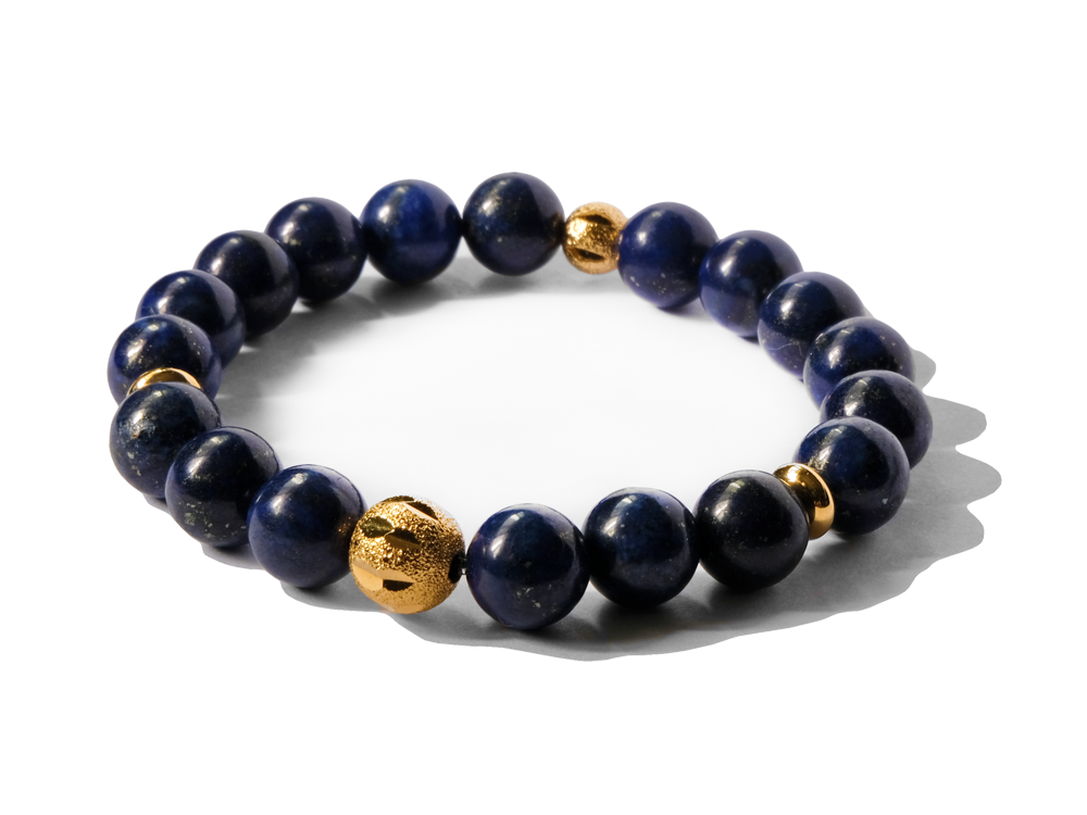 Citystate Beads Lapis Lazuli Gold Charm Bracelet
