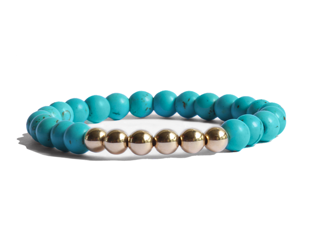 Citystate Beads Turquoise Gold Filled Ball Charm Bracelet